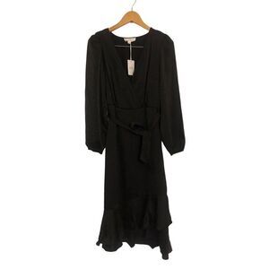 5/$25 SALE Brand New Lucky Brand Black Lined Tie Waist Midi Flowy Dress Large